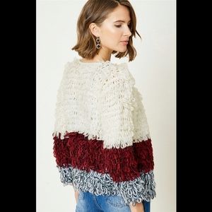 Shaggy Colorblock Sweater Jacket